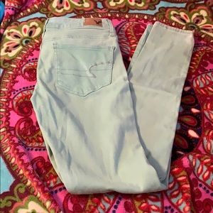 Green American eagle skinny jeans